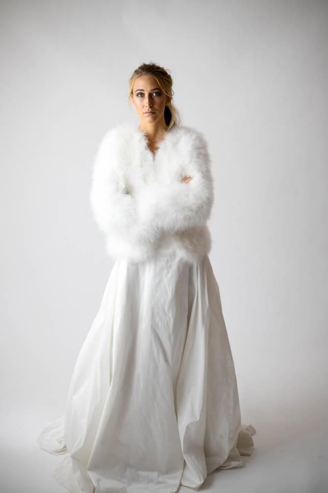 Saville Marabou Jacket in Snow - Mode & Affaire