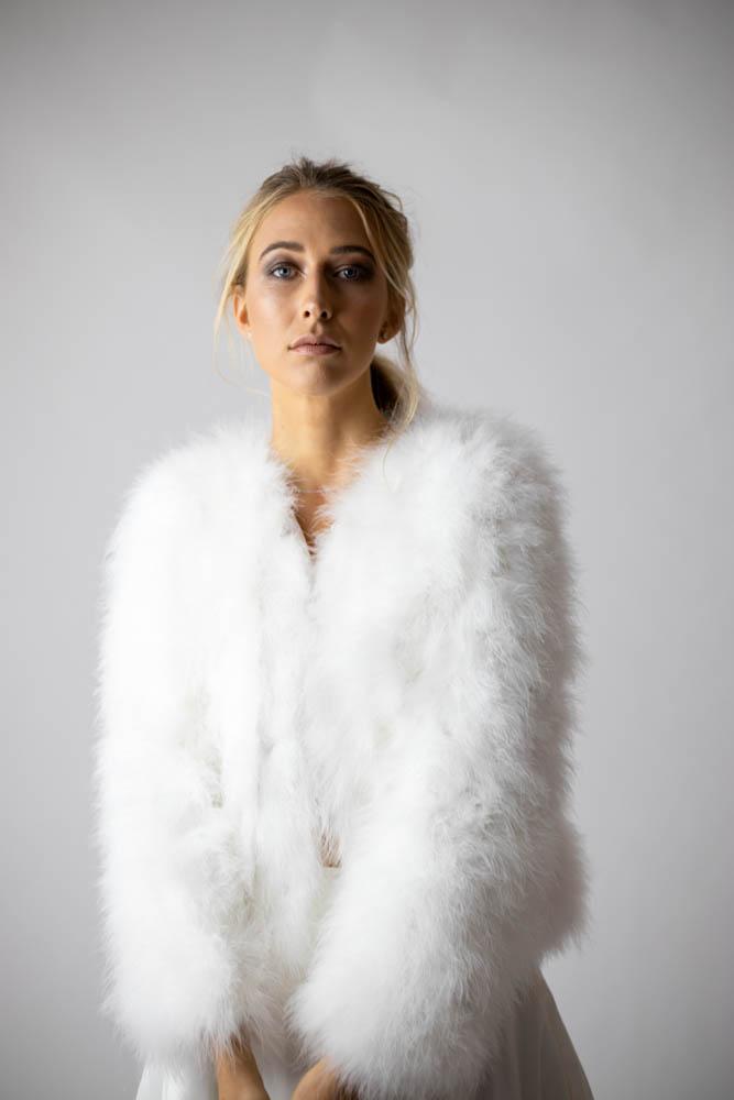 Saville Marabou Jacket in Snow - Mode & Affaire