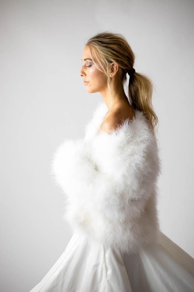 Saville Marabou Jacket in Snow - Mode & Affaire