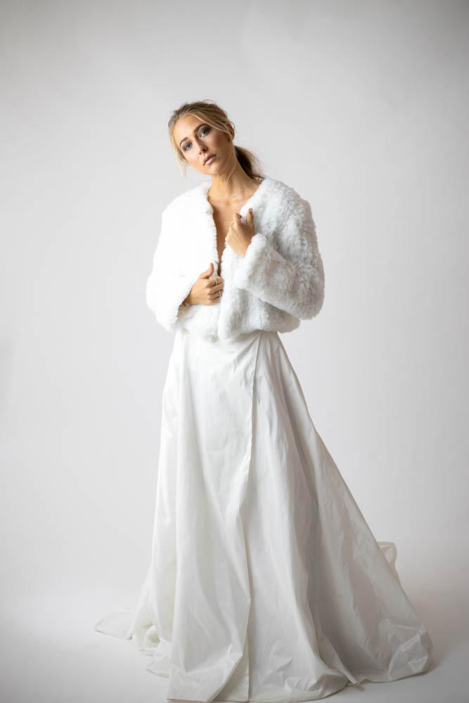 Macie Faux Jacket Long Sleeve in Snow - Mode & Affaire