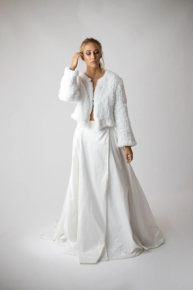 Macie Faux Jacket Long Sleeve in Snow - Mode & Affaire