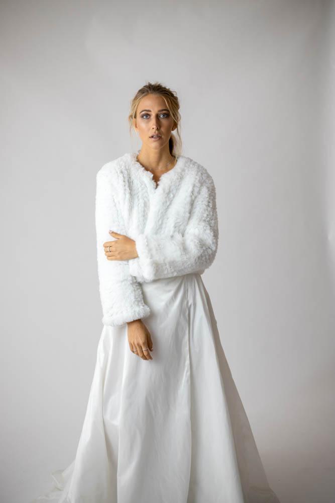 Macie Faux Jacket Long Sleeve in Snow - Mode & Affaire