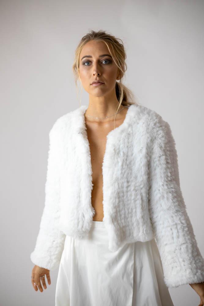 Macie Faux Jacket Long Sleeve in Snow - Mode & Affaire