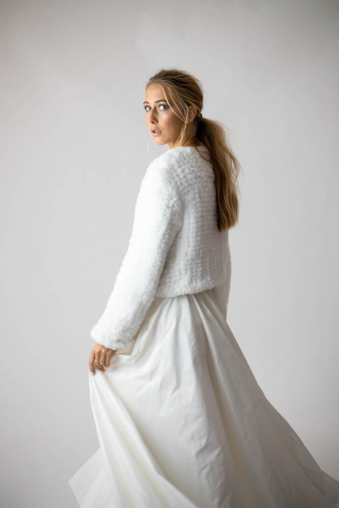Macie Faux Jacket Long Sleeve in Snow - Mode & Affaire