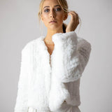 Macie Faux Jacket Long Sleeve in Snow - Mode & Affaire