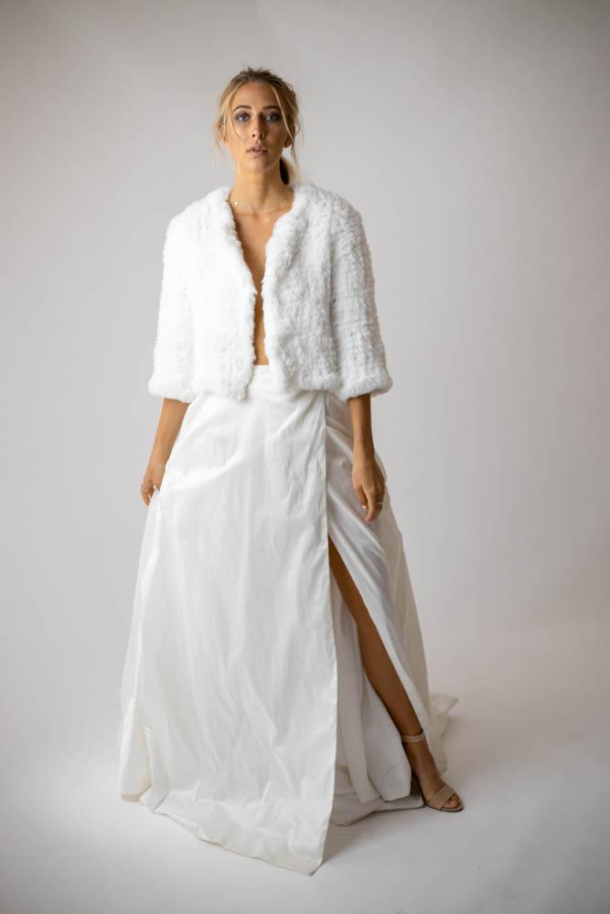 Macie Faux 3/4 Jacket in Snow - Mode & Affaire