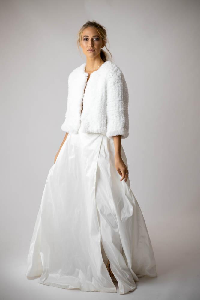 Macie Faux 3/4 Jacket in Snow - Mode & Affaire