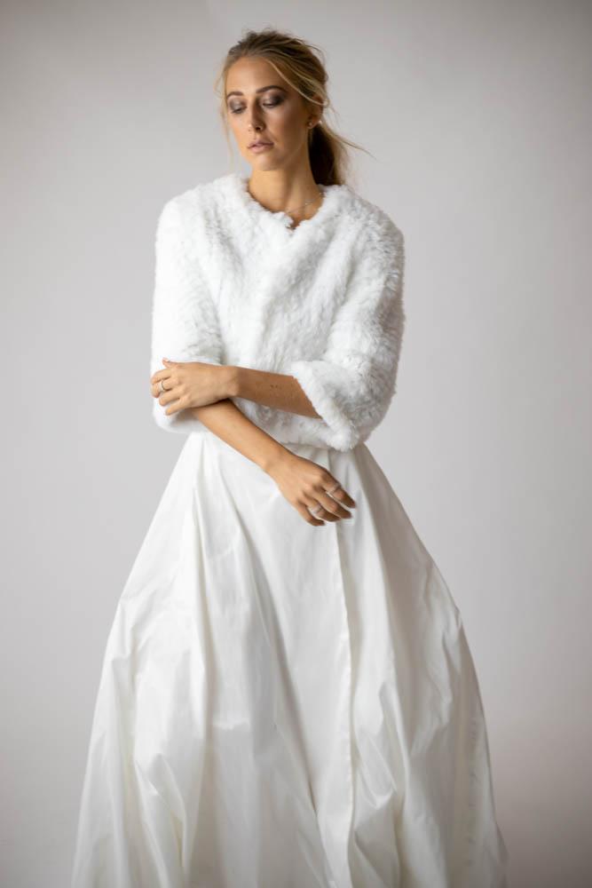 Macie Faux 3/4 Jacket in Snow - Mode & Affaire