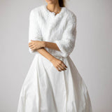 Macie Faux 3/4 Jacket in Snow - Mode & Affaire