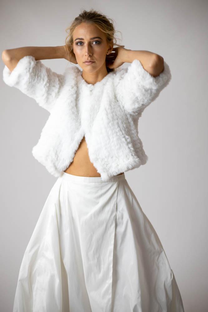 Macie Faux 3/4 Jacket in Snow - Mode & Affaire