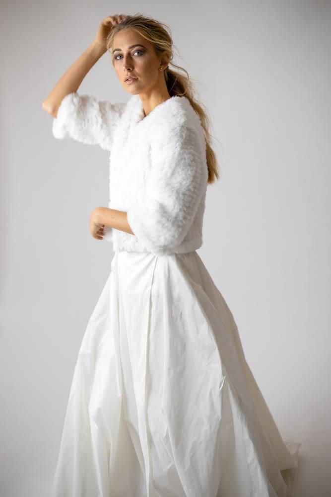 Macie Faux 3/4 Jacket in Snow - Mode & Affaire