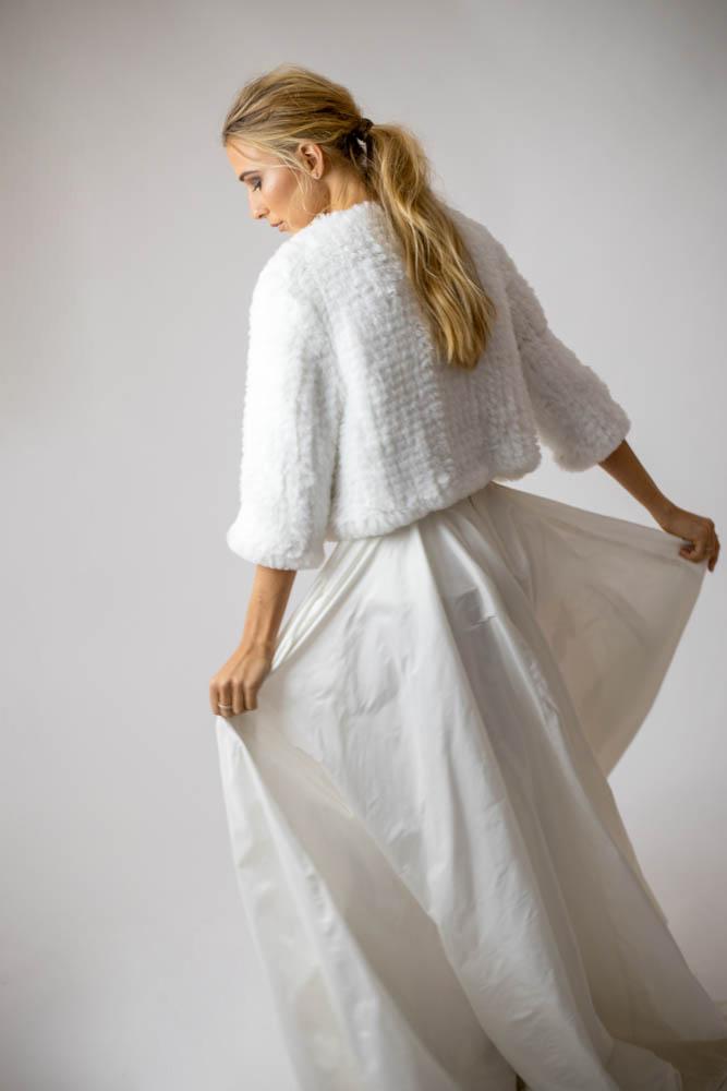 Macie Faux 3/4 Jacket in Snow - Mode & Affaire