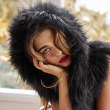 Alba Hooded Fur Vest in Onyx - Mode & Affaire