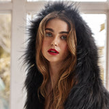 Alba Hooded Fur Vest in Onyx - Mode & Affaire