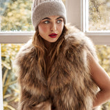 Sylvie Cropped Fur Vest in Natural - Mode & Affaire