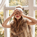 Sylvie Cropped Fur Vest in Natural - Mode & Affaire