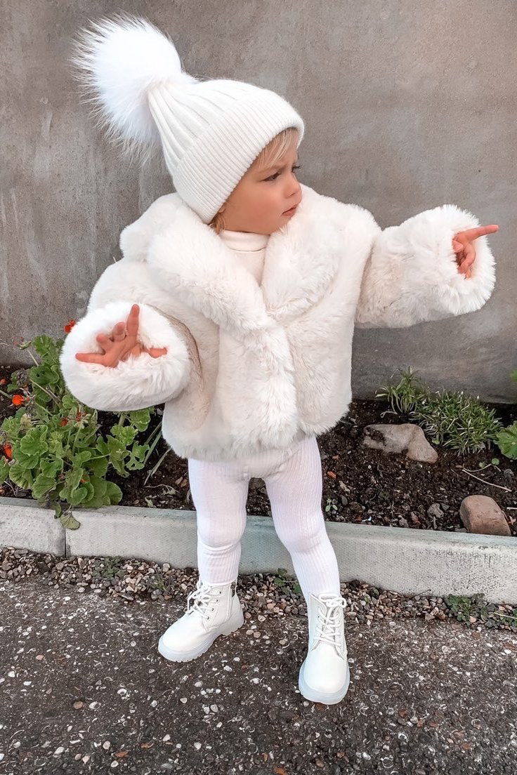 Mini Astrid Faux Coat in Snow - Mode & Affaire