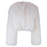 Elodie Cropped Fur Jacket in Snow - Mode & Affaire