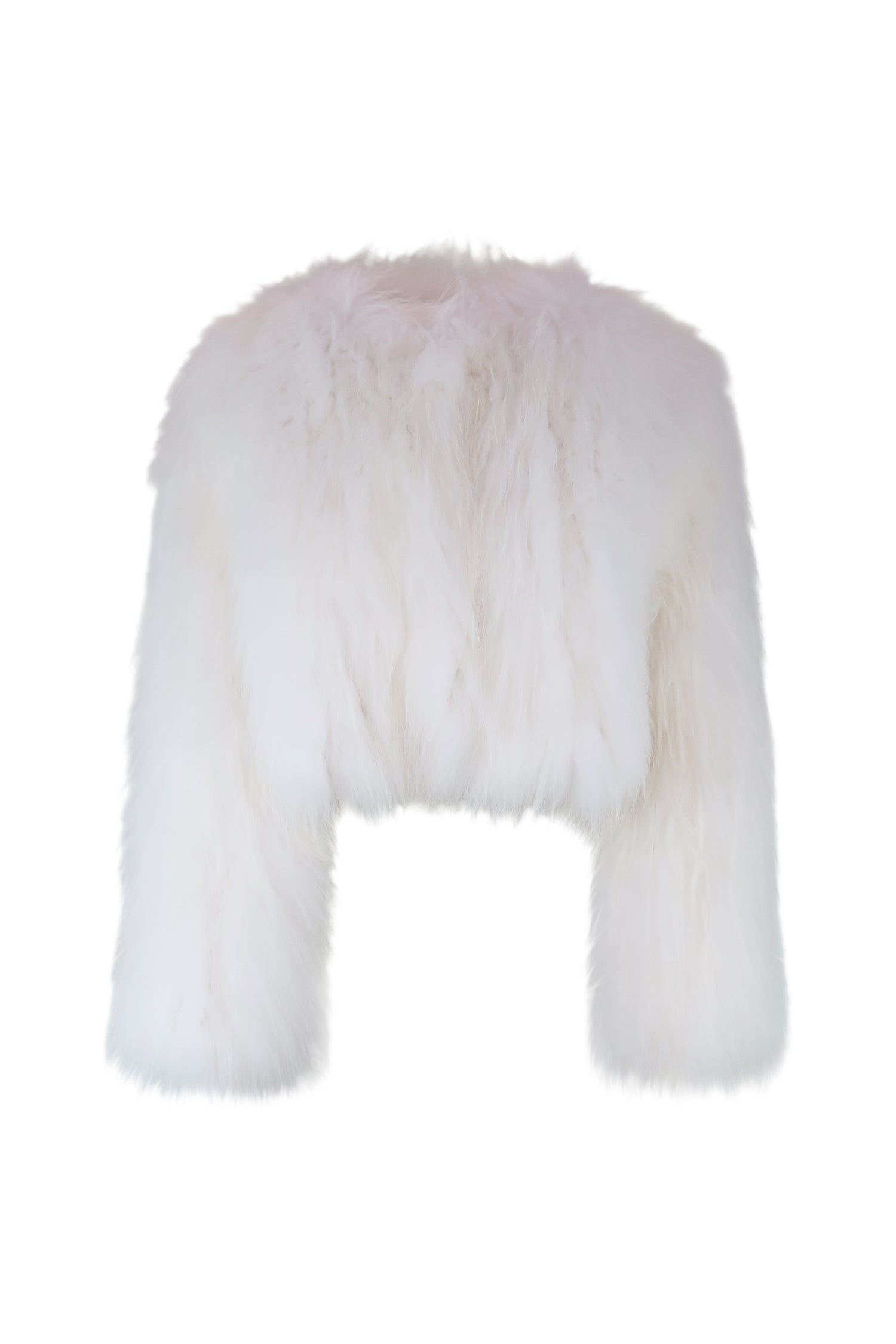 Elodie Cropped Fur Jacket in Snow - Mode & Affaire