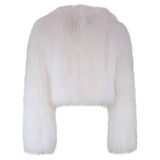 Elodie Cropped Fur Jacket in Snow - Mode & Affaire