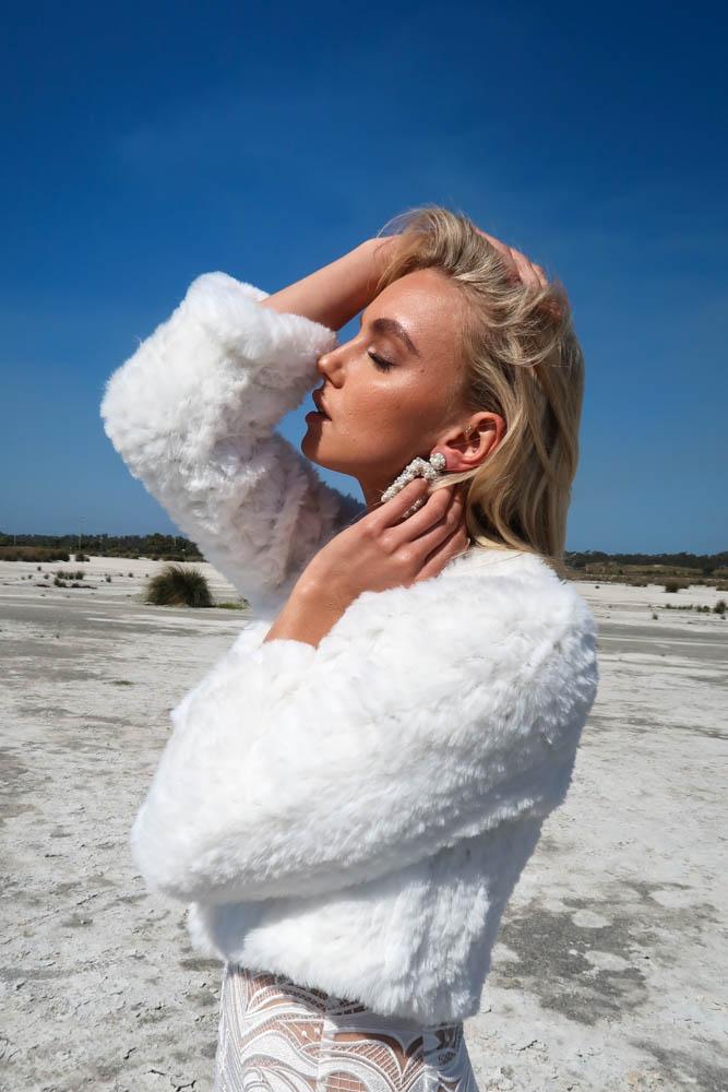 Macie Faux Jacket Long Sleeve in Snow - Mode & Affaire