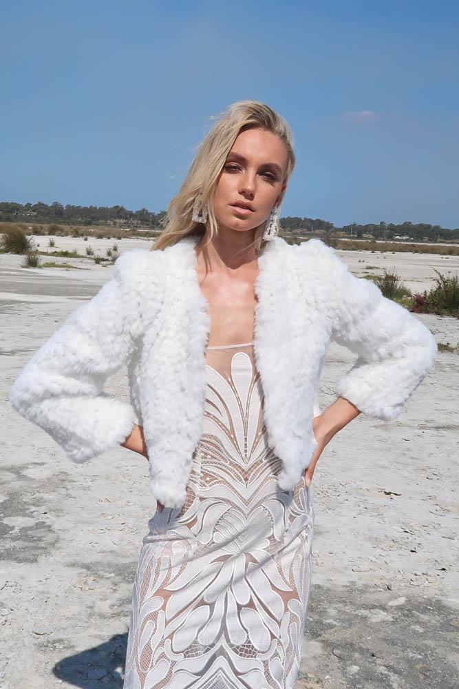 Macie Faux Jacket Long Sleeve in Snow - Mode & Affaire
