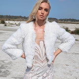 Macie Faux Jacket Long Sleeve in Snow - Mode & Affaire