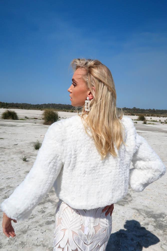 Macie Faux Jacket Long Sleeve in Snow - Mode & Affaire
