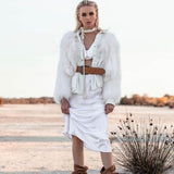 Elodie Cropped Fur Jacket in Snow - Mode & Affaire