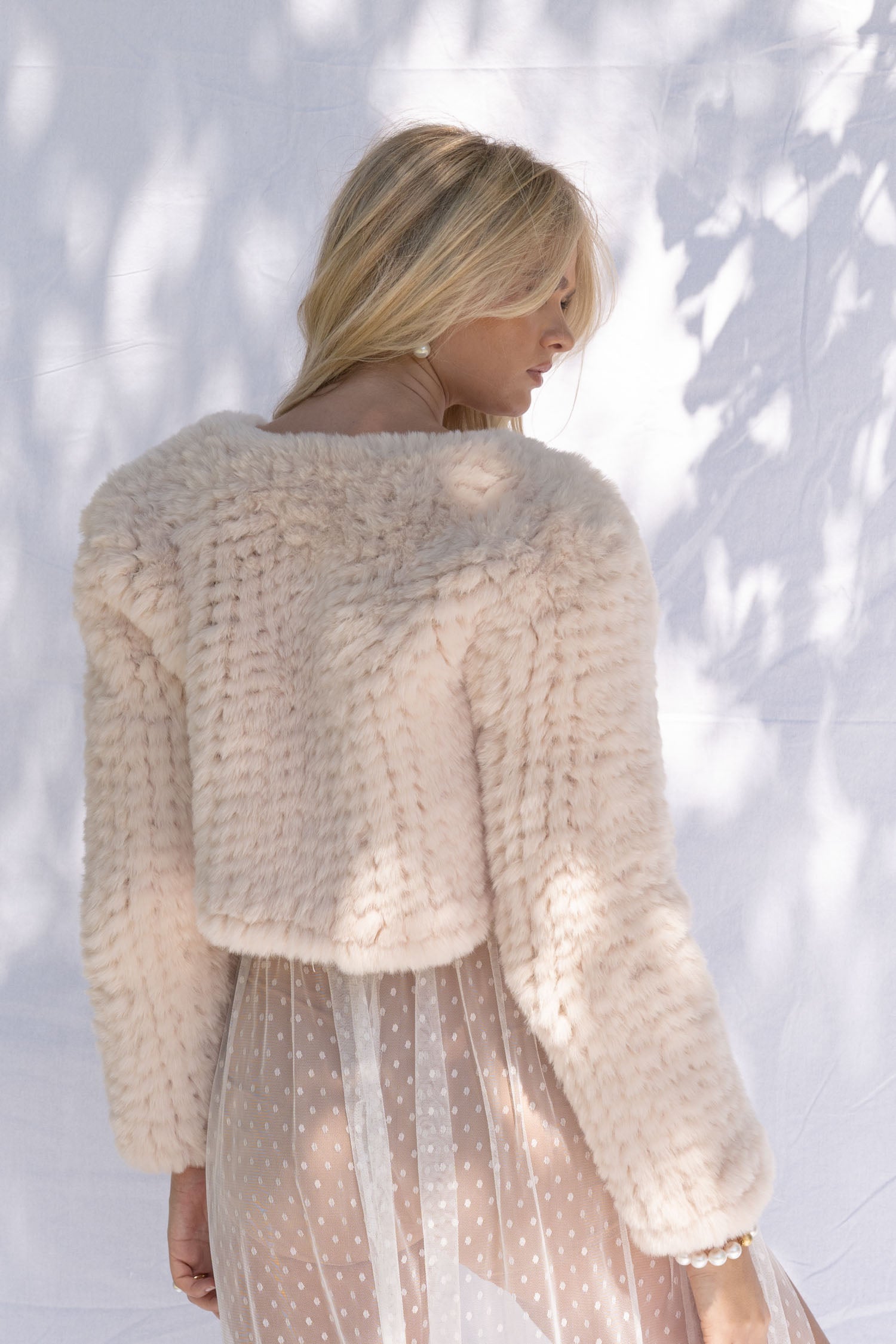 Macie Faux Jacket Long Sleeve in Pearl - Mode & Affaire