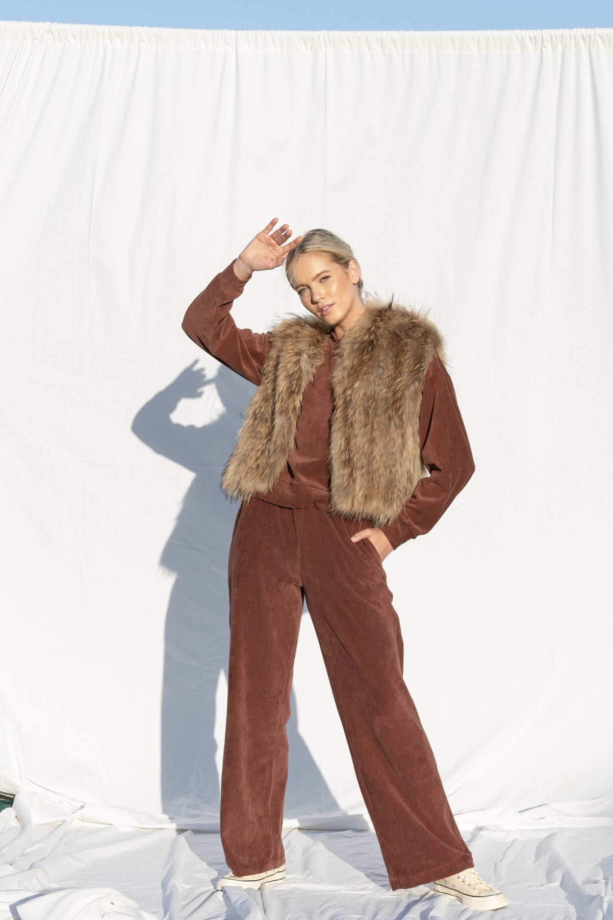 Alba Hooded Vest in Natural - Mode & Affaire