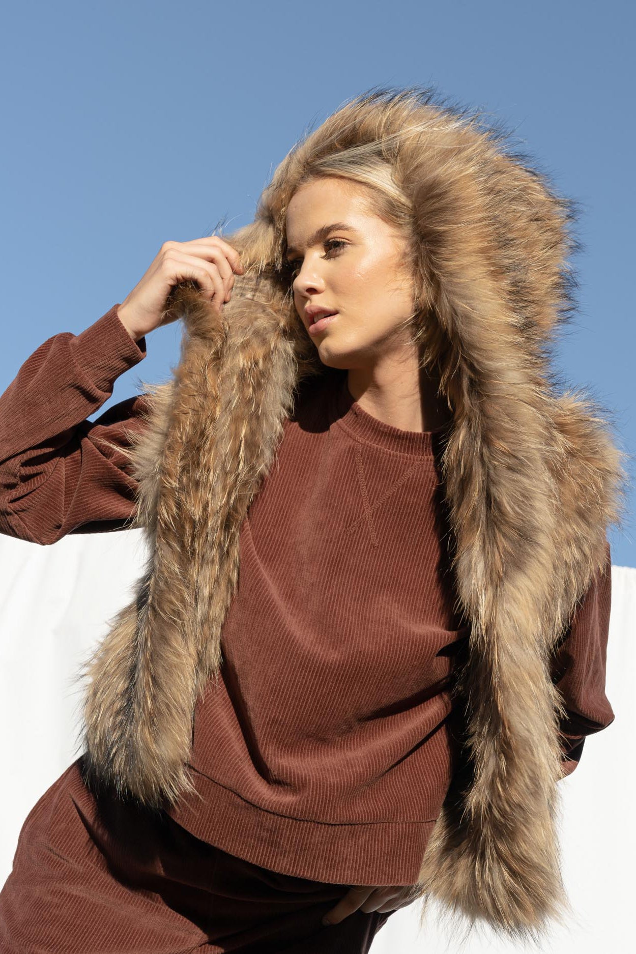 Alba Hooded Vest in Natural - Mode & Affaire