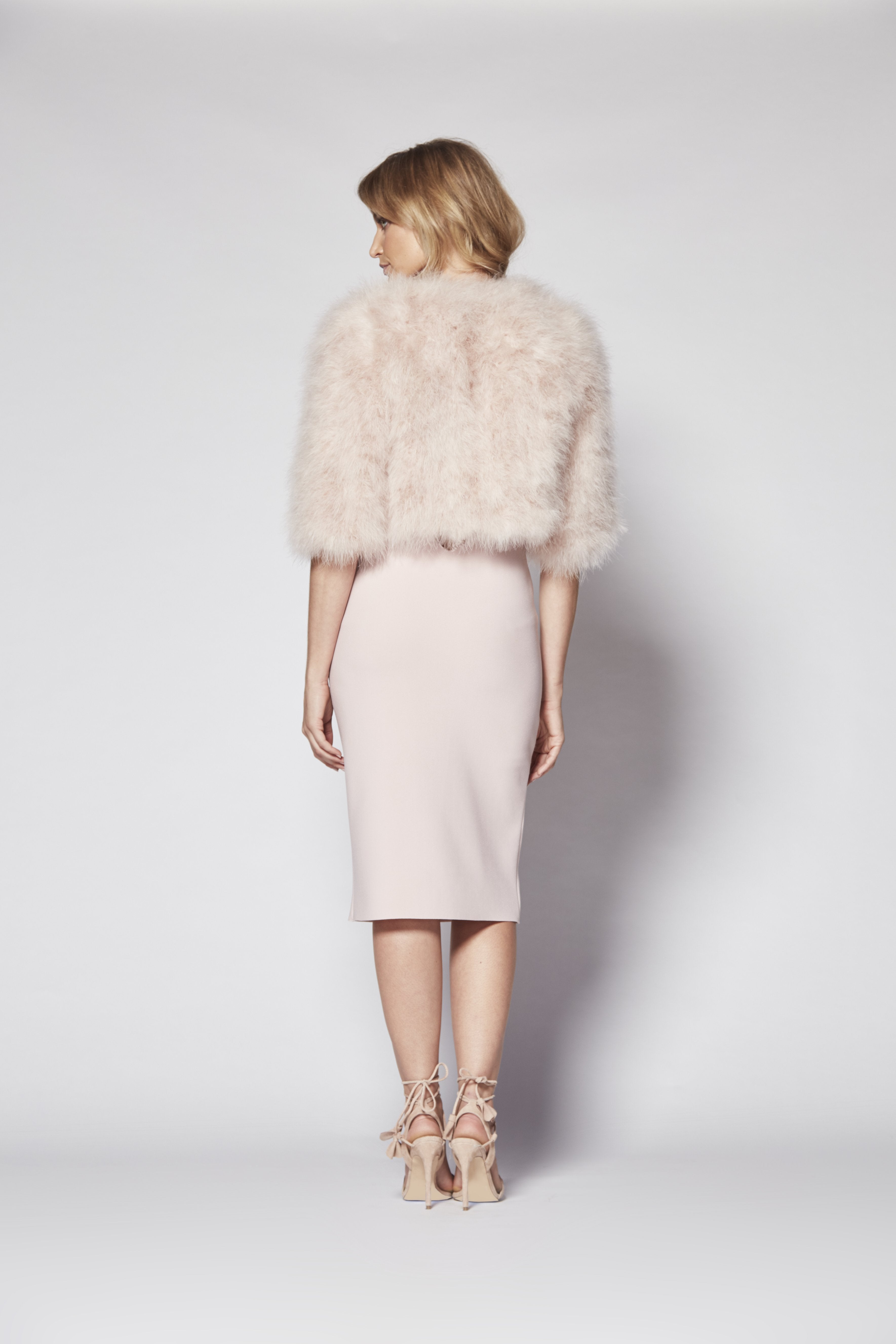 Plume Real Feather Jacket in Blush - Mode & Affaire