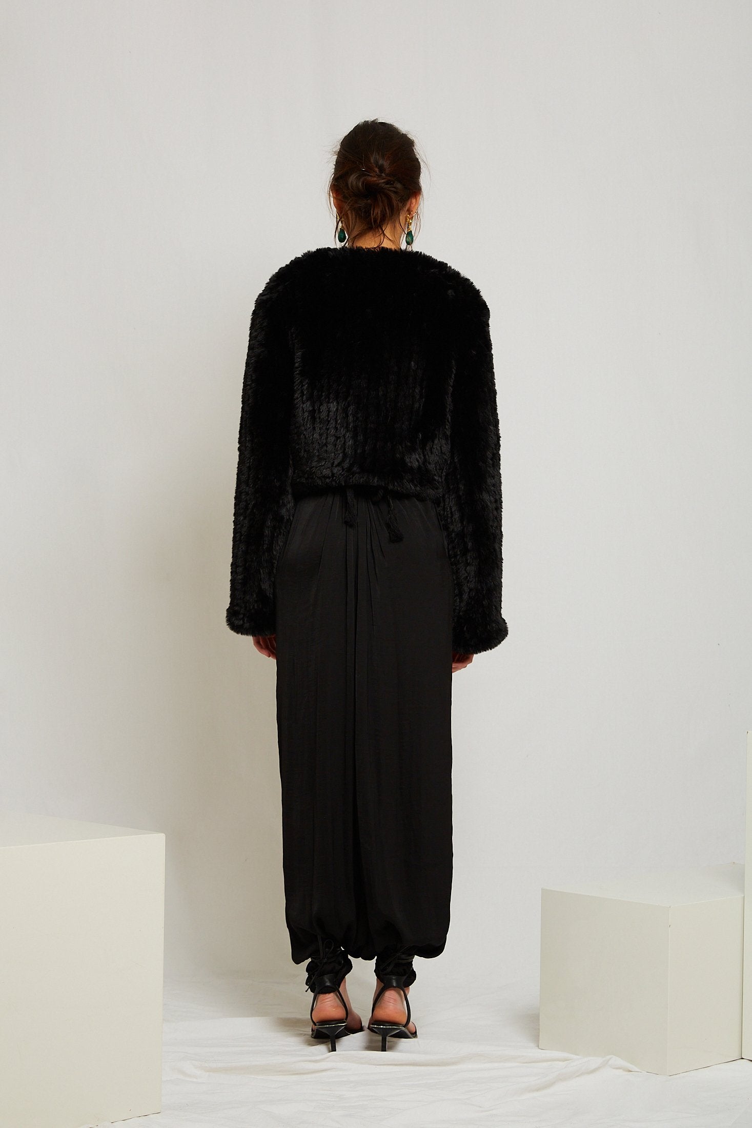 Macie Faux Long Sleeve Jacket in Onyx - Mode & Affaire