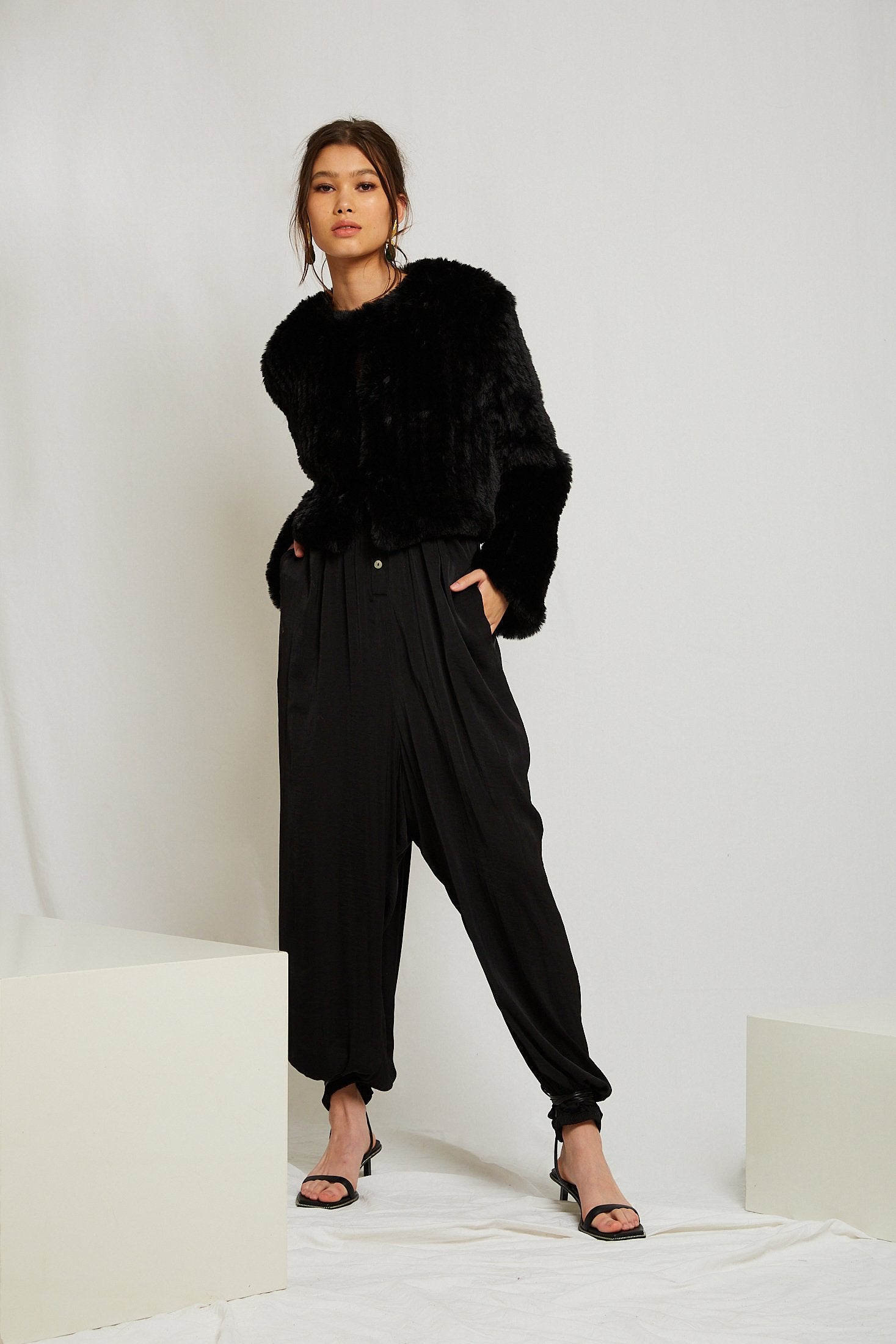 Macie Faux Long Sleeve Jacket in Onyx - Mode & Affaire
