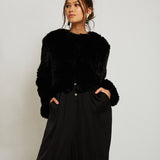 Macie Faux Long Sleeve Jacket in Onyx - Mode & Affaire