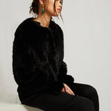 Macie Faux Long Sleeve Jacket in Onyx - Mode & Affaire