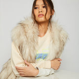 Alba Hooded Fur Vest in Snow with Flecks - Mode & Affaire