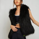 Alba Hooded Fur Vest in Onyx - Mode & Affaire