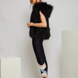 Alba Hooded Fur Vest in Onyx - Mode & Affaire