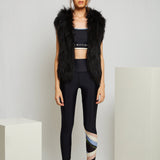 Alba Hooded Fur Vest in Onyx - Mode & Affaire
