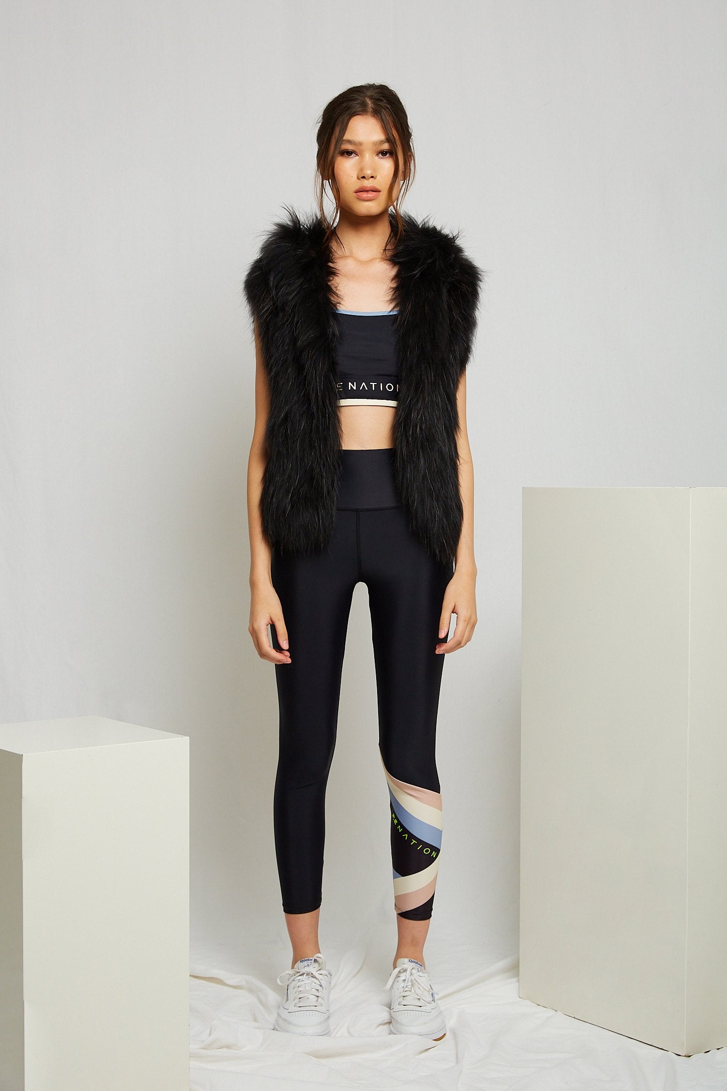 Alba Hooded Fur Vest in Onyx - Mode & Affaire