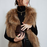 Sylvie Cropped Fur Vest in Natural - Mode & Affaire