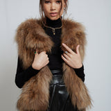 Sylvie Cropped Fur Vest in Natural - Mode & Affaire