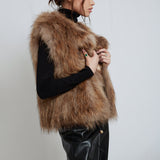 Sylvie Cropped Fur Vest in Natural - Mode & Affaire