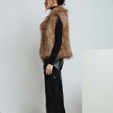 Sylvie Cropped Fur Vest in Natural - Mode & Affaire