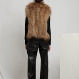 Sylvie Cropped Fur Vest in Natural - Mode & Affaire
