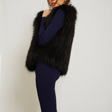 Sylvie Cropped Fur Vest in Onyx - Mode & Affaire