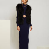 Sylvie Cropped Fur Vest in Onyx - Mode & Affaire