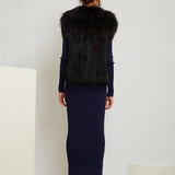 Sylvie Cropped Fur Vest in Onyx - Mode & Affaire